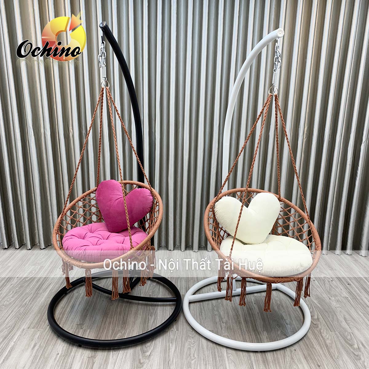 Xích Đu Gió Trang Trí và Chụp hình (Gồm cả Cần Treo và Đệm Gối trái tim)