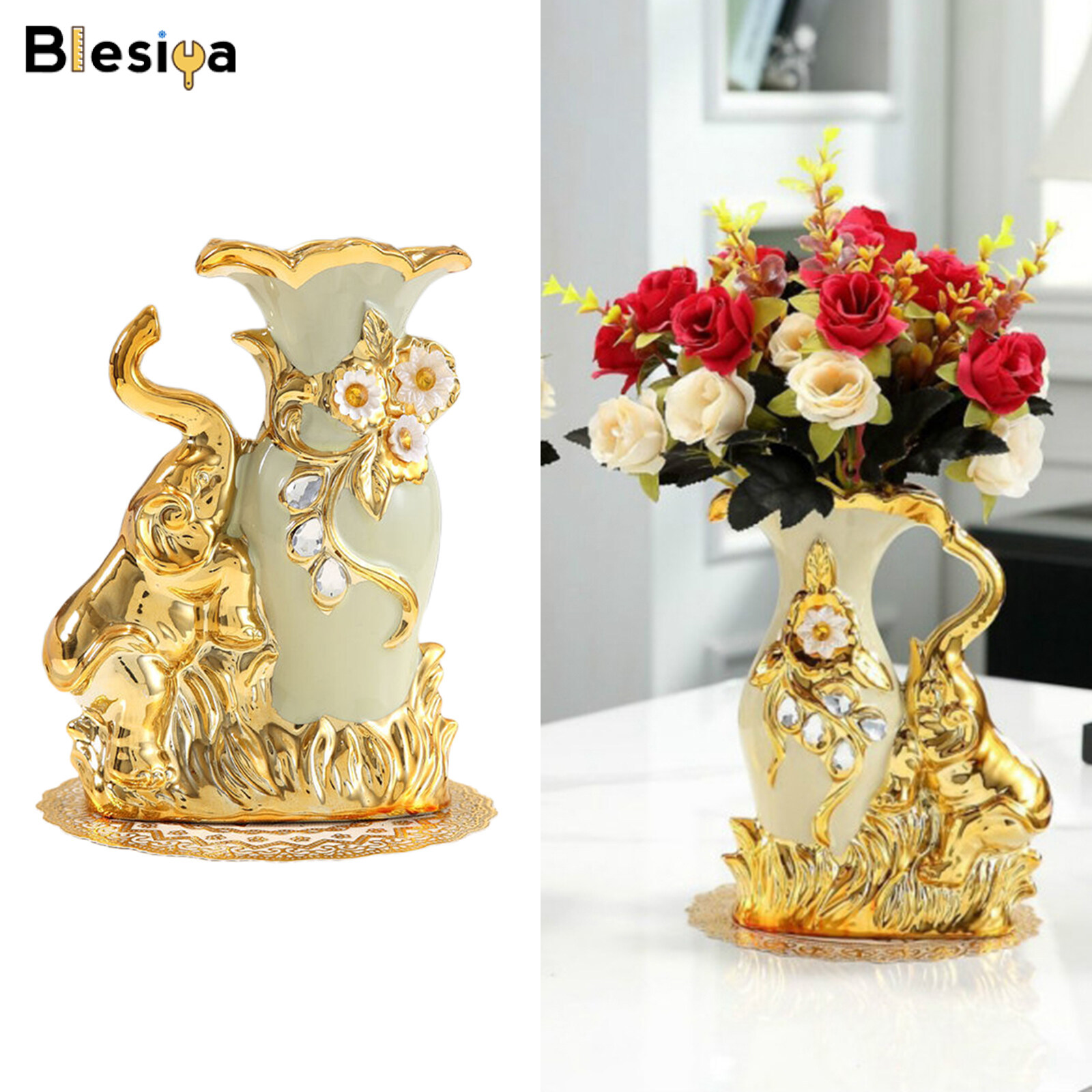 Blesiya bình hoa gốm phong cách châu âu lọ hoa, trang trí để bàn