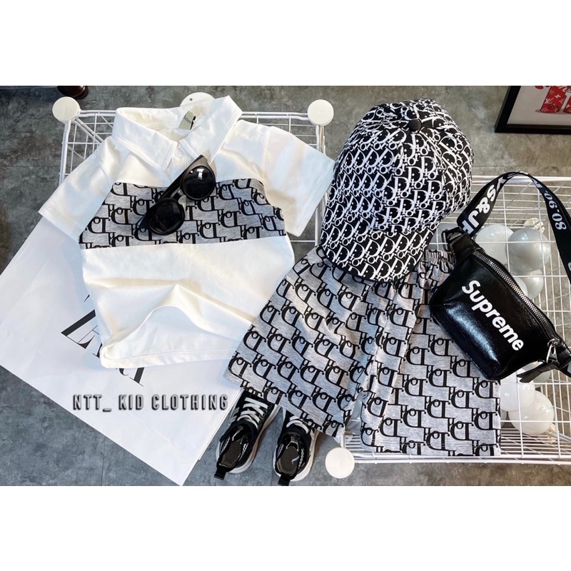 [SET BÉ TRAI] Bộ DIOR chất chơi kèm mũ cho bé trai
