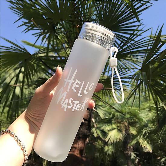 Bình đựng nước thủy tinh dây xách Hello Master 500ml
