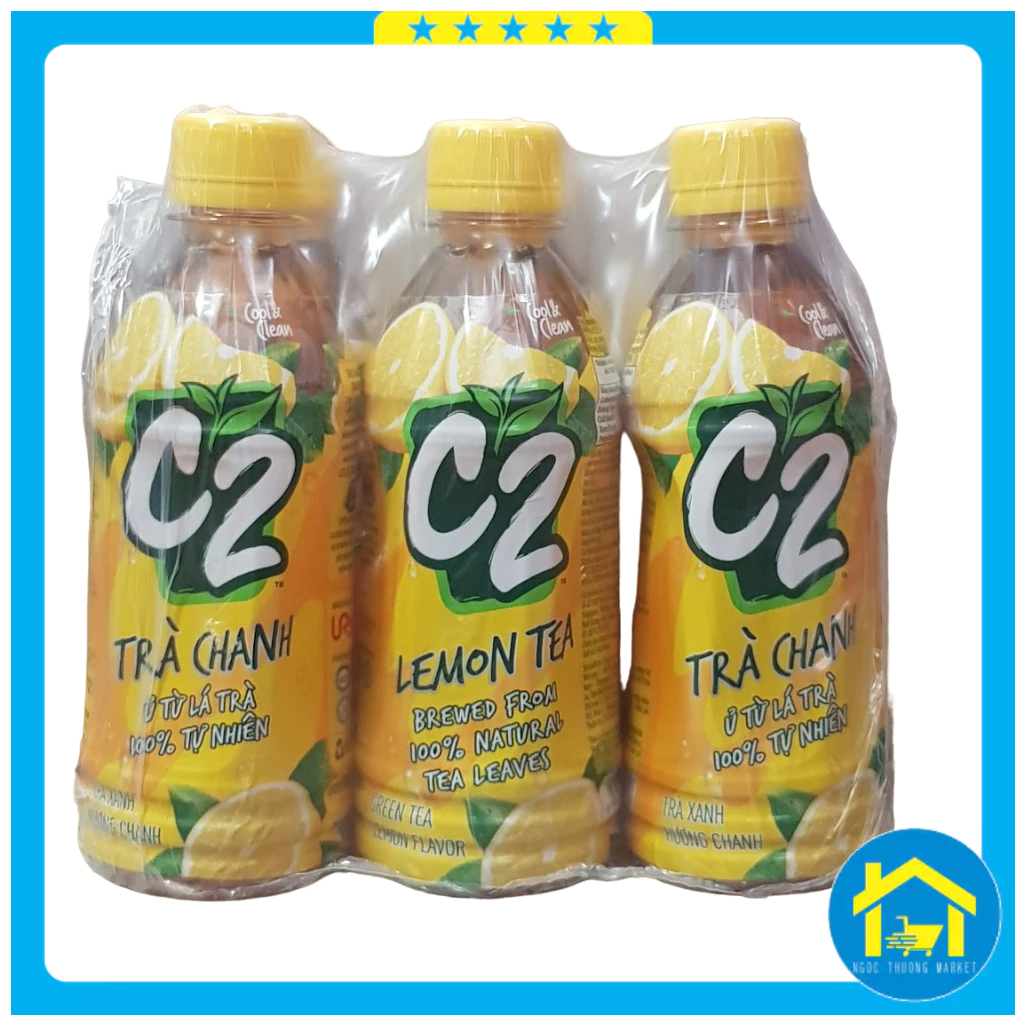 Lốc 6 chai - Trà C2 vị chanh & vị đào chai 355ml & 455ml
