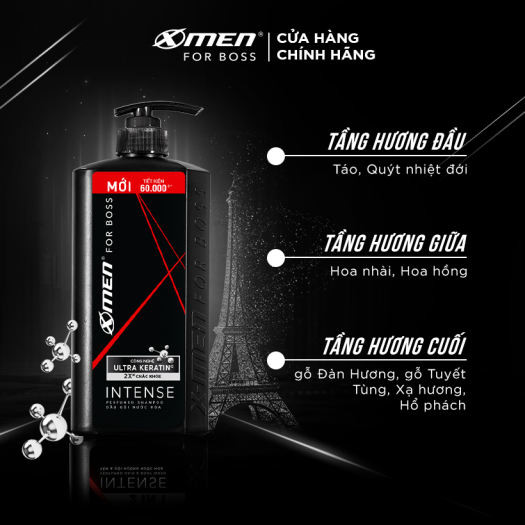 Dầu gội X-Men for Boss hương trầm đầy nội lực Intense với Ultra Keratin