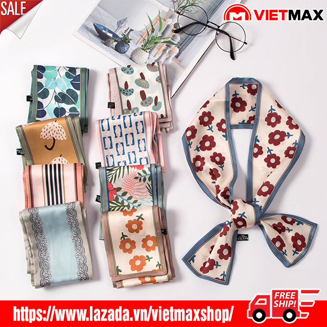 🎁 Khăn Choàng Lụa Dùng Buộc Tóc Quấn Túi Xách Phong Cách Hàn Quốc Cho Nữ ( 100x8 cm)