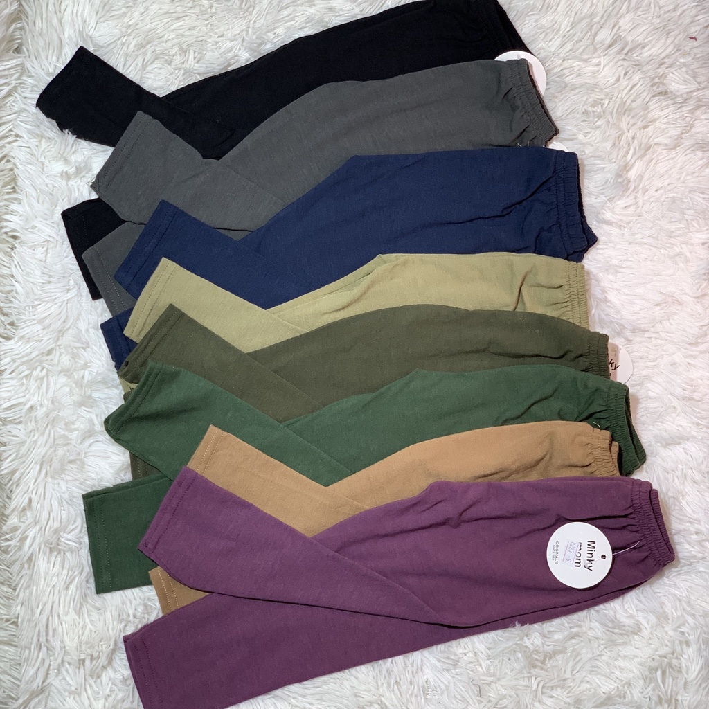 Quần legging bé gái thun trơn bo ống co dãn 4 chiều