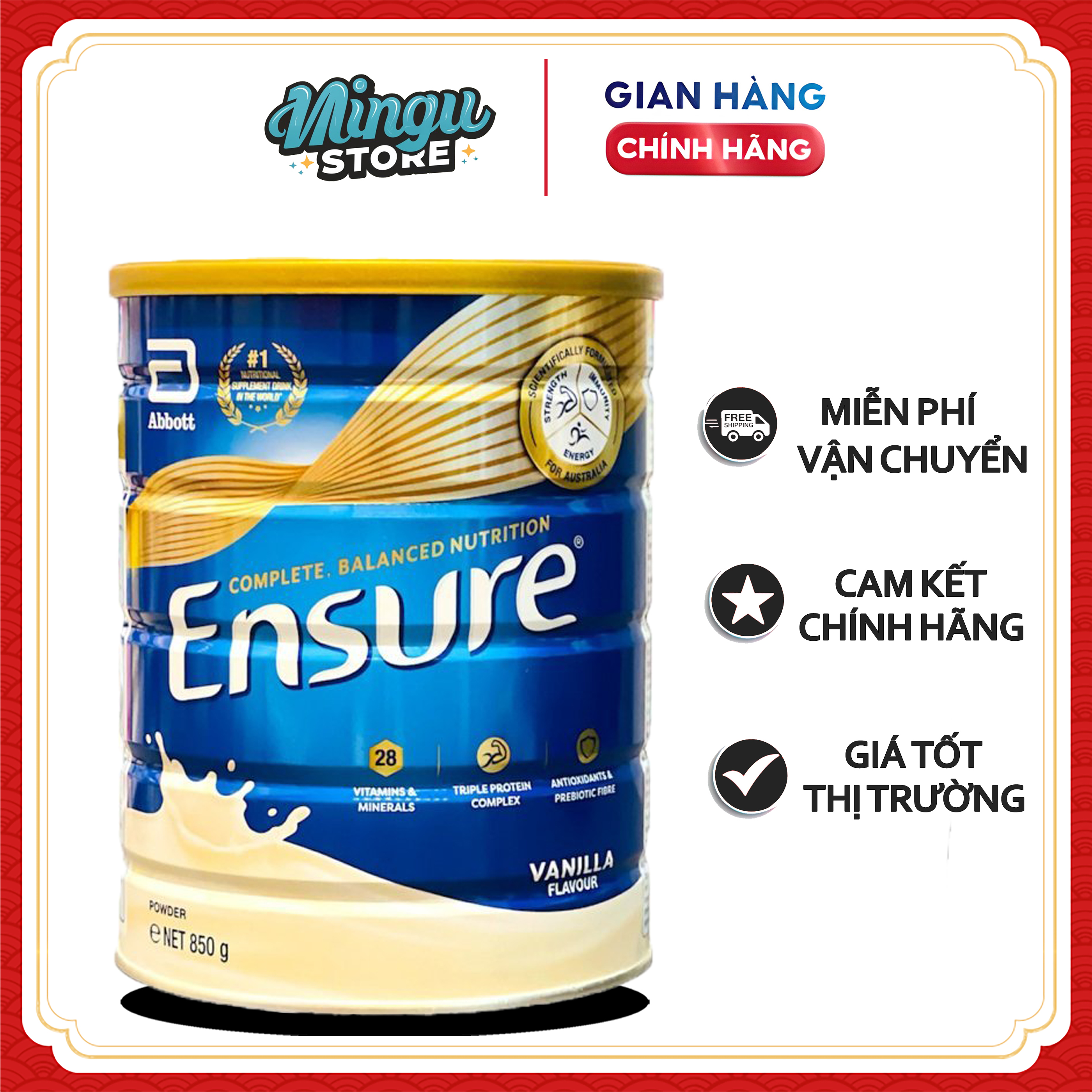 Date 03 / 2026 - Hộp Sữa Bột Ensure Úc 850g