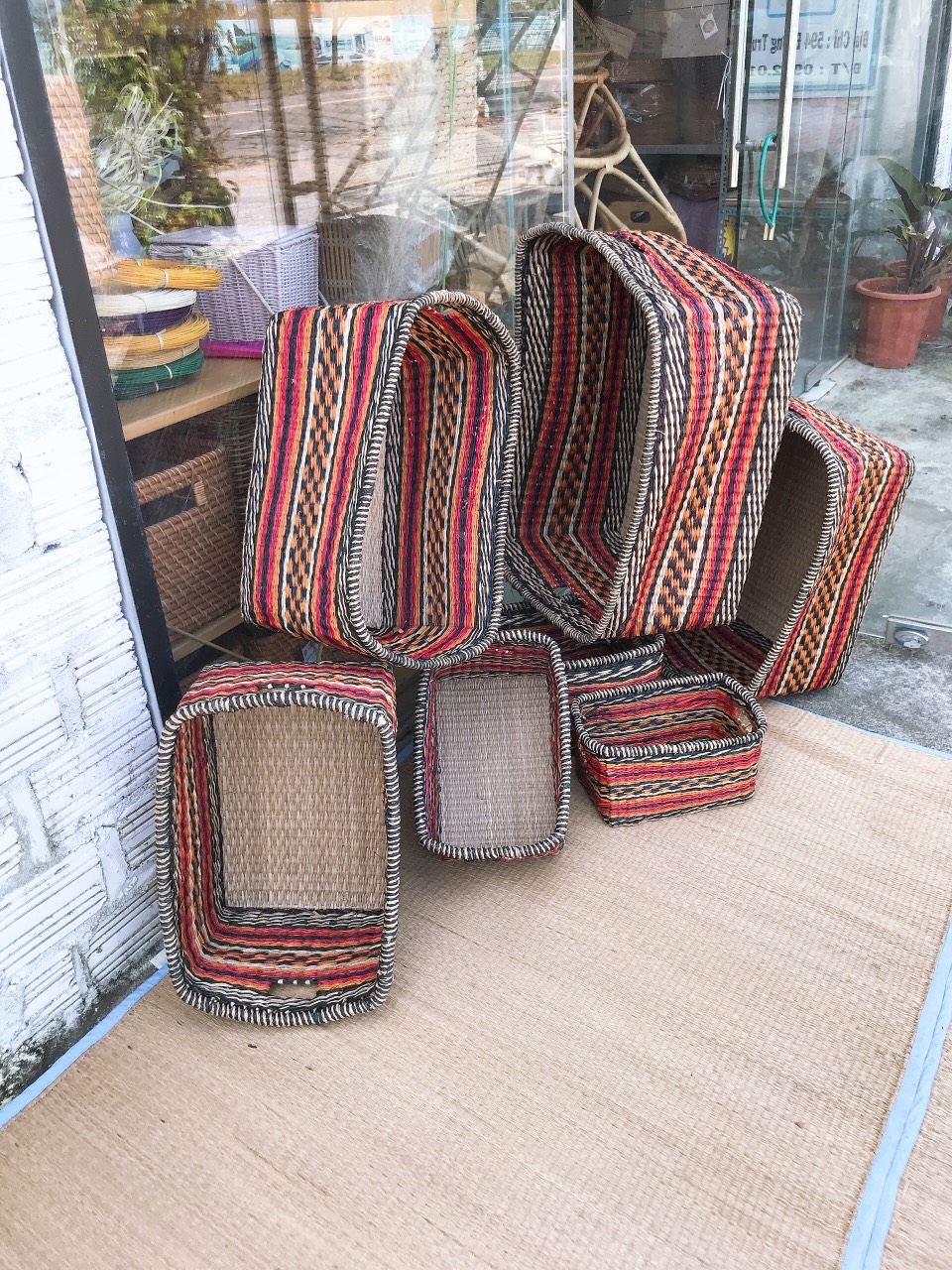 Sọt cói màu thổ cẩm hình chữ nhật , 7 Size,  Hàng xuất khẩu, Top bán chạy, Hàng loại 1, KHÔNG bao gồm lót vải