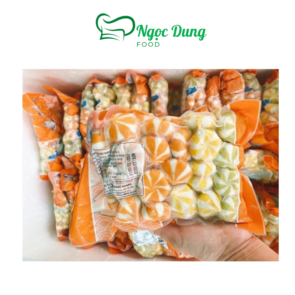 Bánh bao nhân trứng cá hồi mix 3 màu xanh vàng cam 500gr (giao tphcm)
