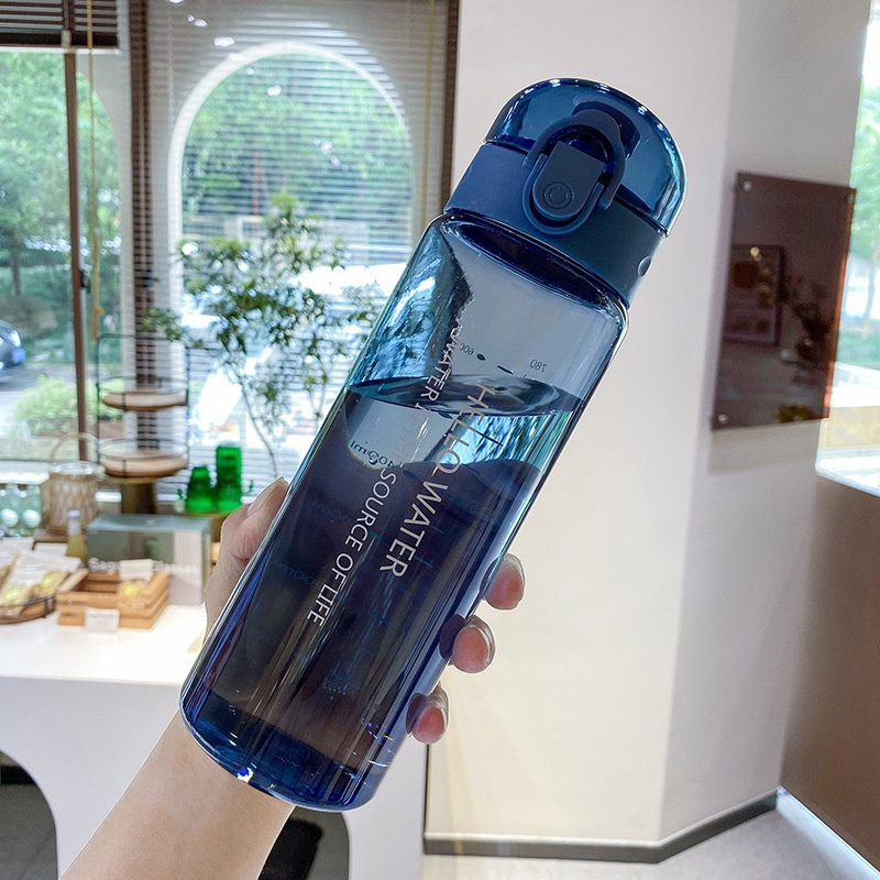 Bình nước thể thao, bình nước hello water trong suốt 780ml nhựa trong suốt cao cấp hello water