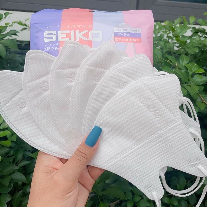 Combo 100 chiếc Khẩu Trang 5D SEIKO chính hãng ôm mặt 3 lớp kháng khuẩn theo tiêu chuẩn Hàn Quốc