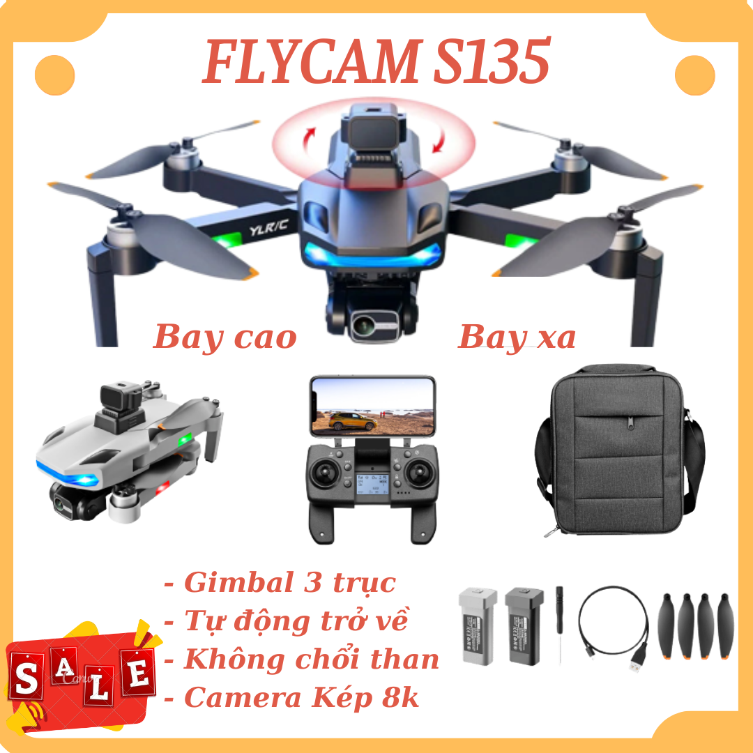 Máy Bay Flycam S135 Pro - Flycam mini S135 pro Camera 8K Drone Mini G.P.S
