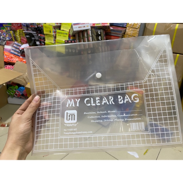 Túi nút clear bag - Túi đựng hồ sơ có cúc, bìa nút đựng hồ sơ