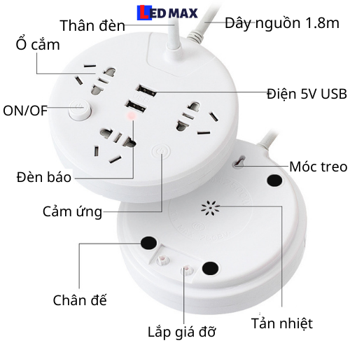 [HCM]Đèn đọc sách đầu giường, đèn ngủ để bàn 4 trong 1