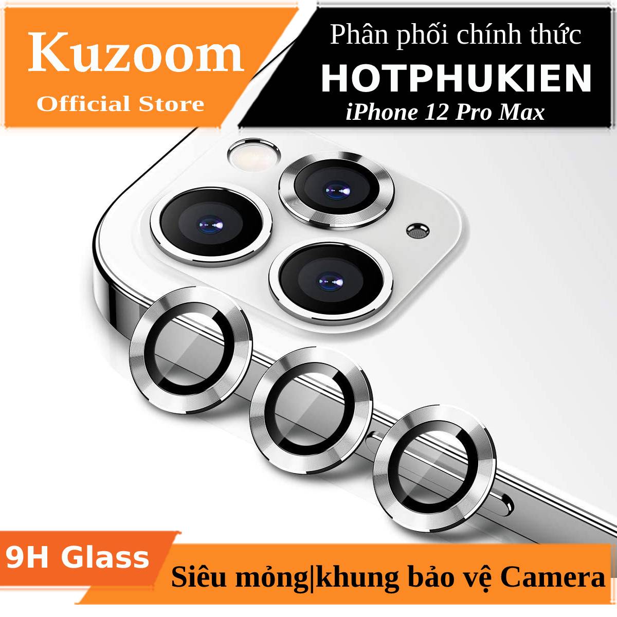 Bộ miếng dán kính cường lực bảo vệ Camera cho iPhone 12 Pro Max HOTCASE Kuzoom mang lại khả năng chụp hình sắc nét full HD (độ cứng 9H, chống trầy, chống chụi & vân tay, bảo vệ toàn diện)  - Phân phối bởi Hotphukien