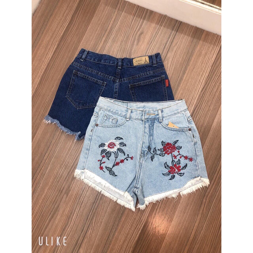 QUẦN SHORT JEAN NỮ THÊU HOA