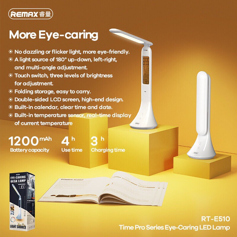 Đèn Led để bàn đa năng Remax RT-E185  | RT - E510  (Đèn led - Đồng hồ - Đo nhiệt độ)