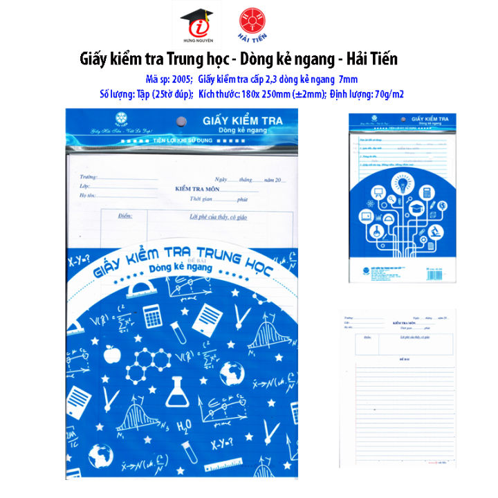 Giấy kiểm tra kẻ ngang HT  25 tờ đôi