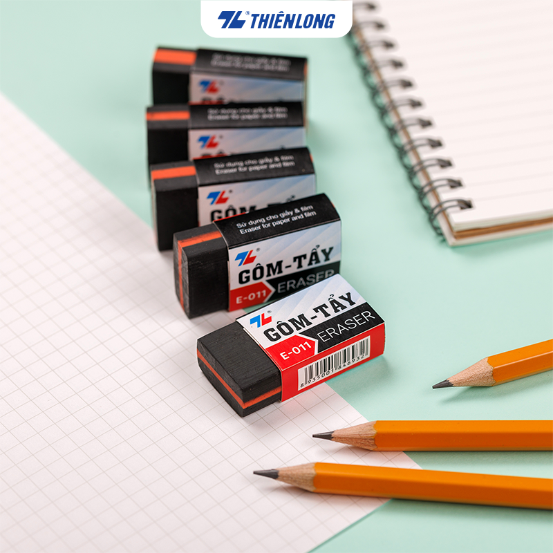 Combo 5/10/20 Gôm tẩy chì 2B Thiên Long E-011 siêu mềm và siêu dẻo, không mùi, không để lại vết đen của chì trên giấy