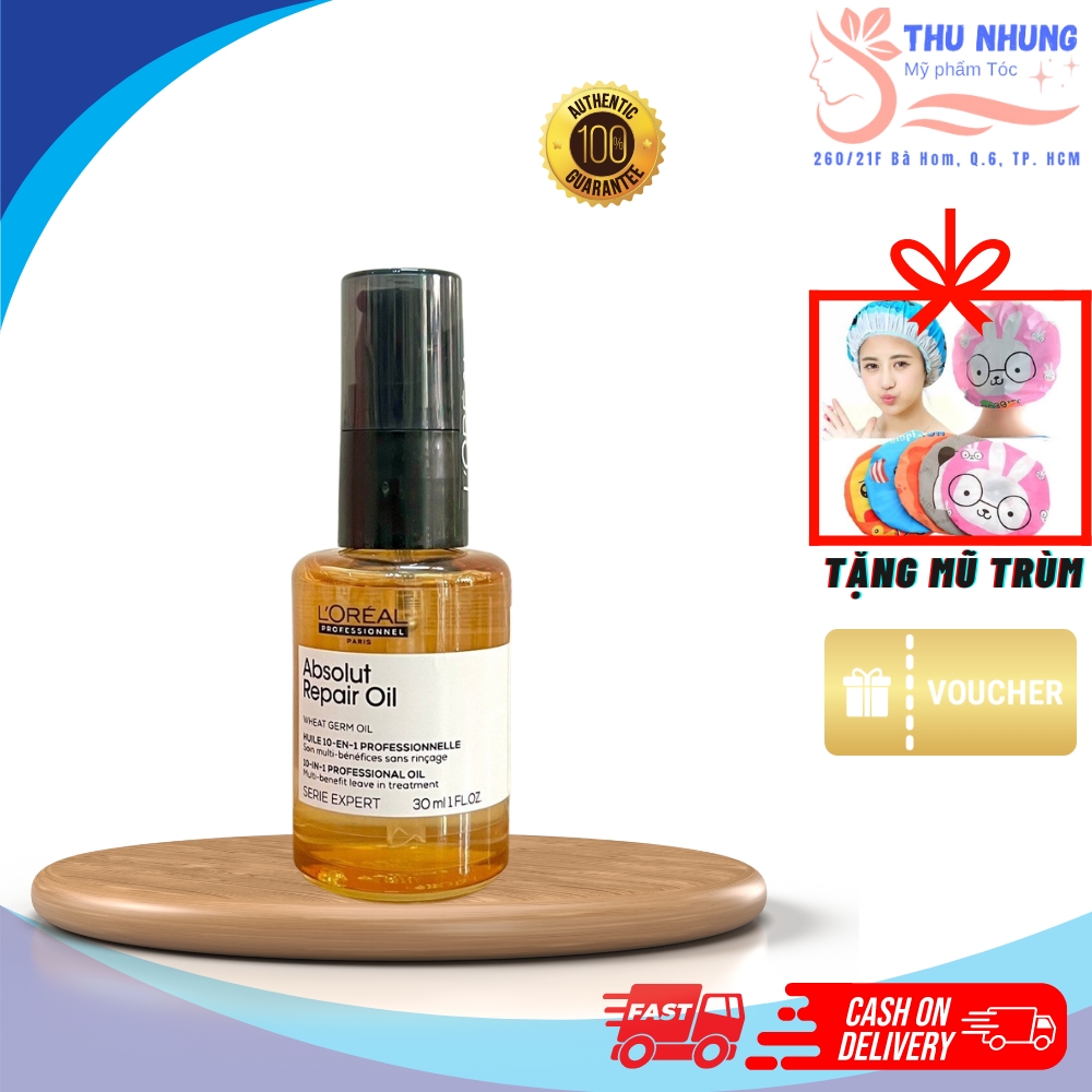 [Tặng mũ trùm]TINH DẦU SERUM PHỤC HỒI TÓC LOREAL ABSOLUT REPAIR