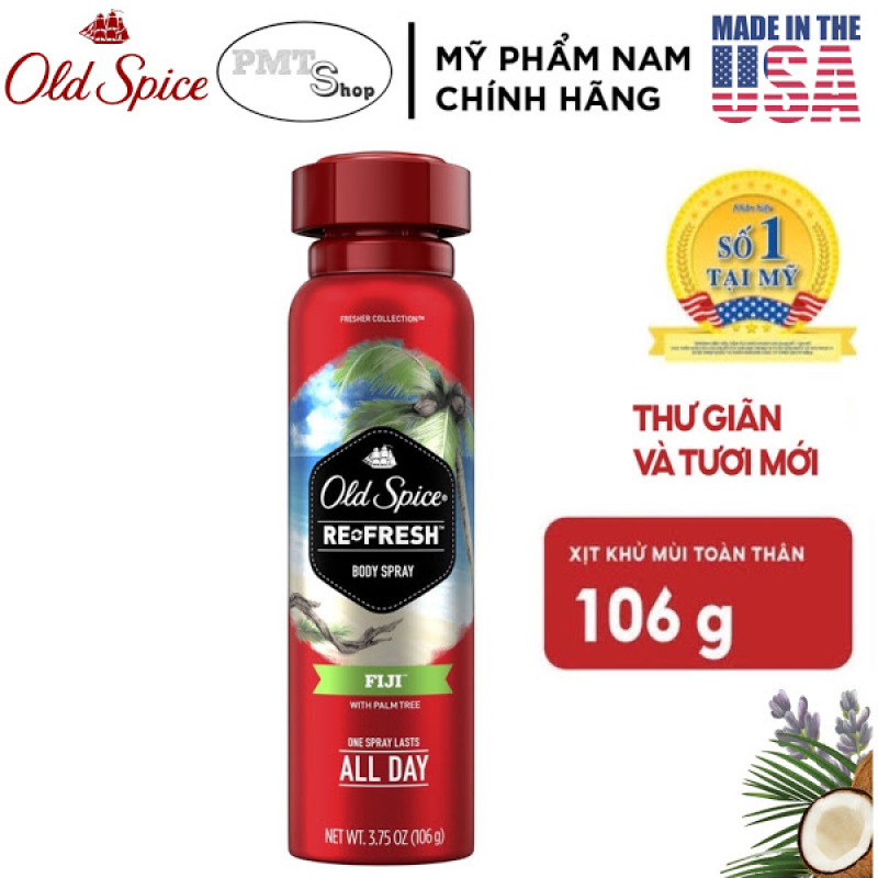 [USA] Xịt nước hoa toàn thân nam Old Spice Fiji with Palm Tree 106g Fresher Collection - Mỹ nhập khẩu