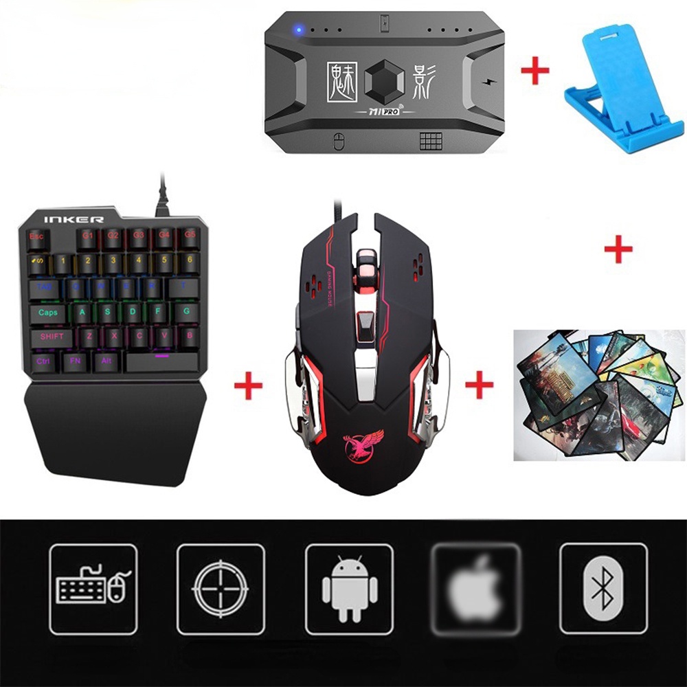 Combo bộ chuyển đổi chơi game Meiying M1 Pro và bàn phím chuột kết nối điện thoại chơi PUBG Mobile, Free Fire