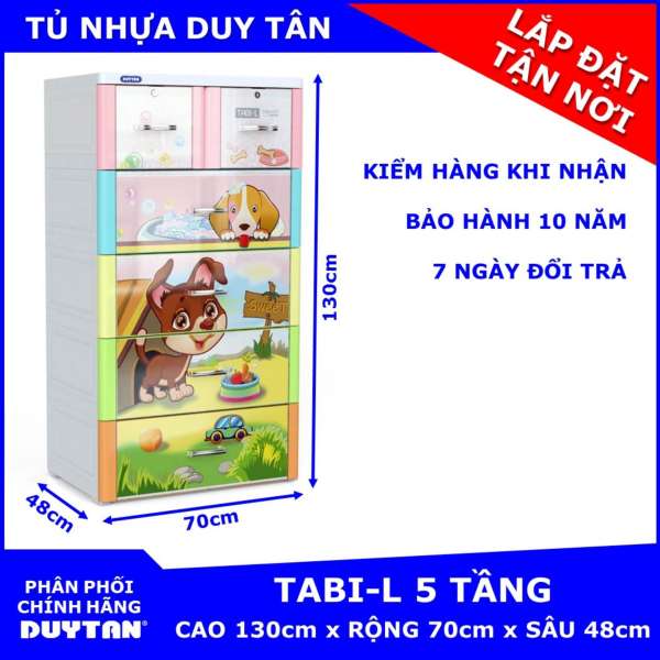 Tủ nhựa Duy Tân TABI-L 5 tầng (Đa Sắc - Chó Nâu)