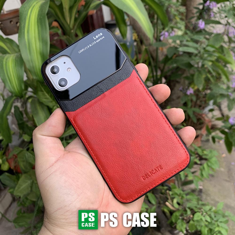 Ốp lưng da kính cao cấp dành cho iPhone 11 - Màu đỏ - PS Case Phân Phối