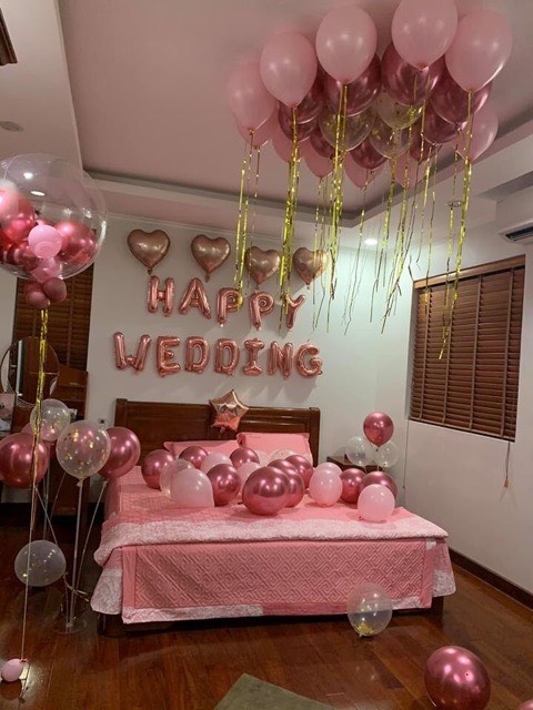 Set trang trí phòng cưới tone hồng sang trọng