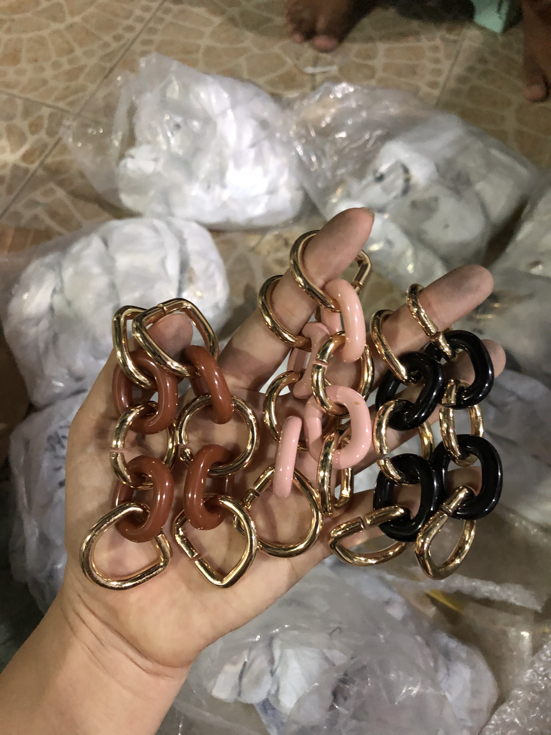 Đoạn xích kèm khoen D phối màu