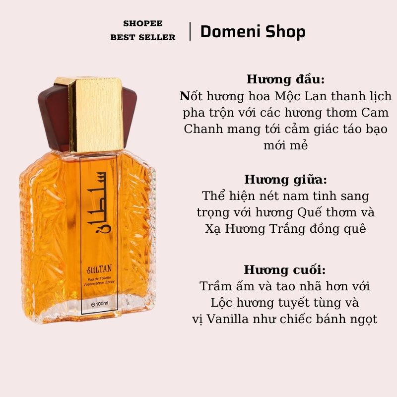 Nước hoa nam sutan 100ml nươc hoa nam dubai sultan 100ml sang trong, ca tinh thơm lâu