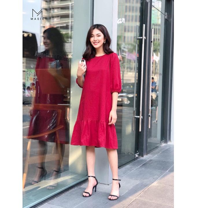 Đầm bầu tay phồng đuôi cá
