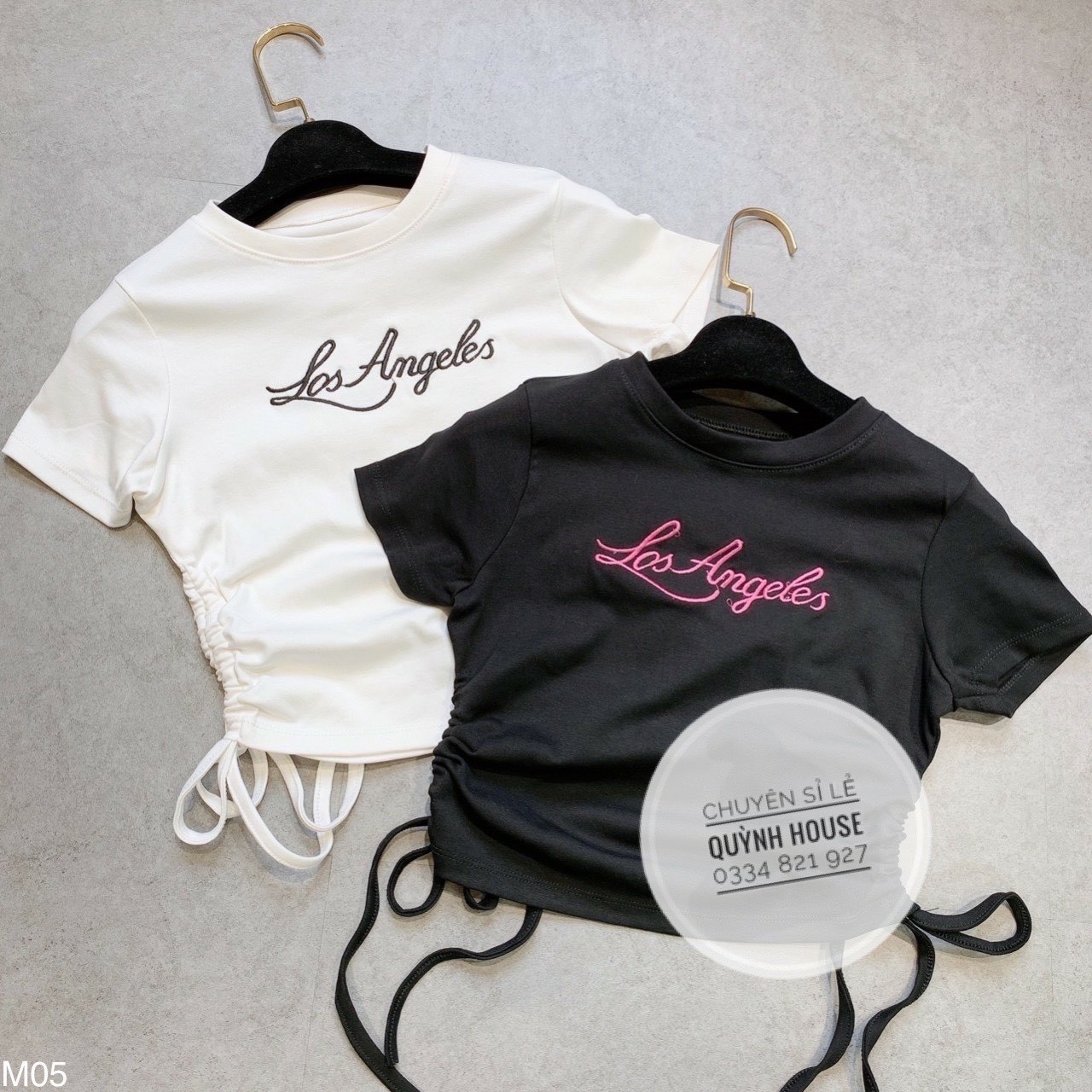 Áo borip rút hai bên in chữ Los Angeles TTKX0708