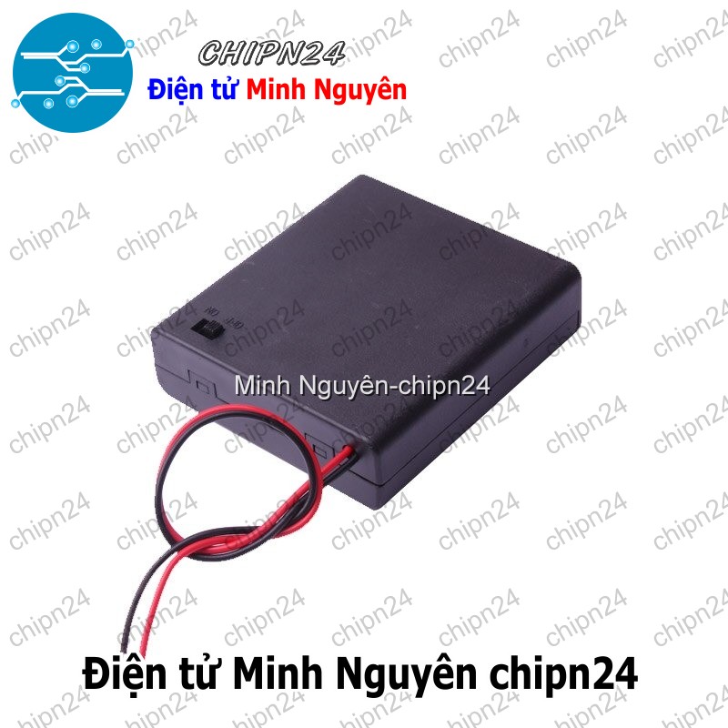 [1 cái] (C12) Hộp Đế pin 4 viên AA (có nắp, có công tắc) - HH000597