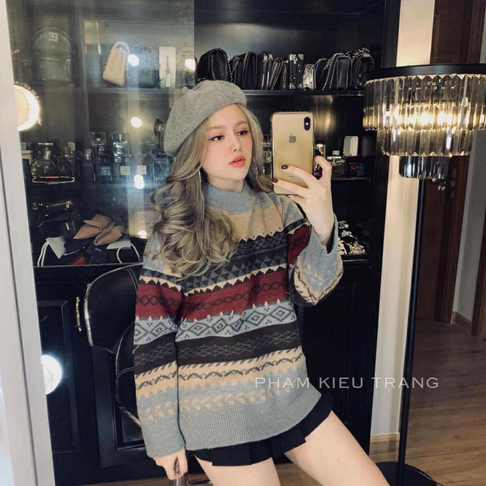 ÁO len thổ cẩm dán rộng cao cấp