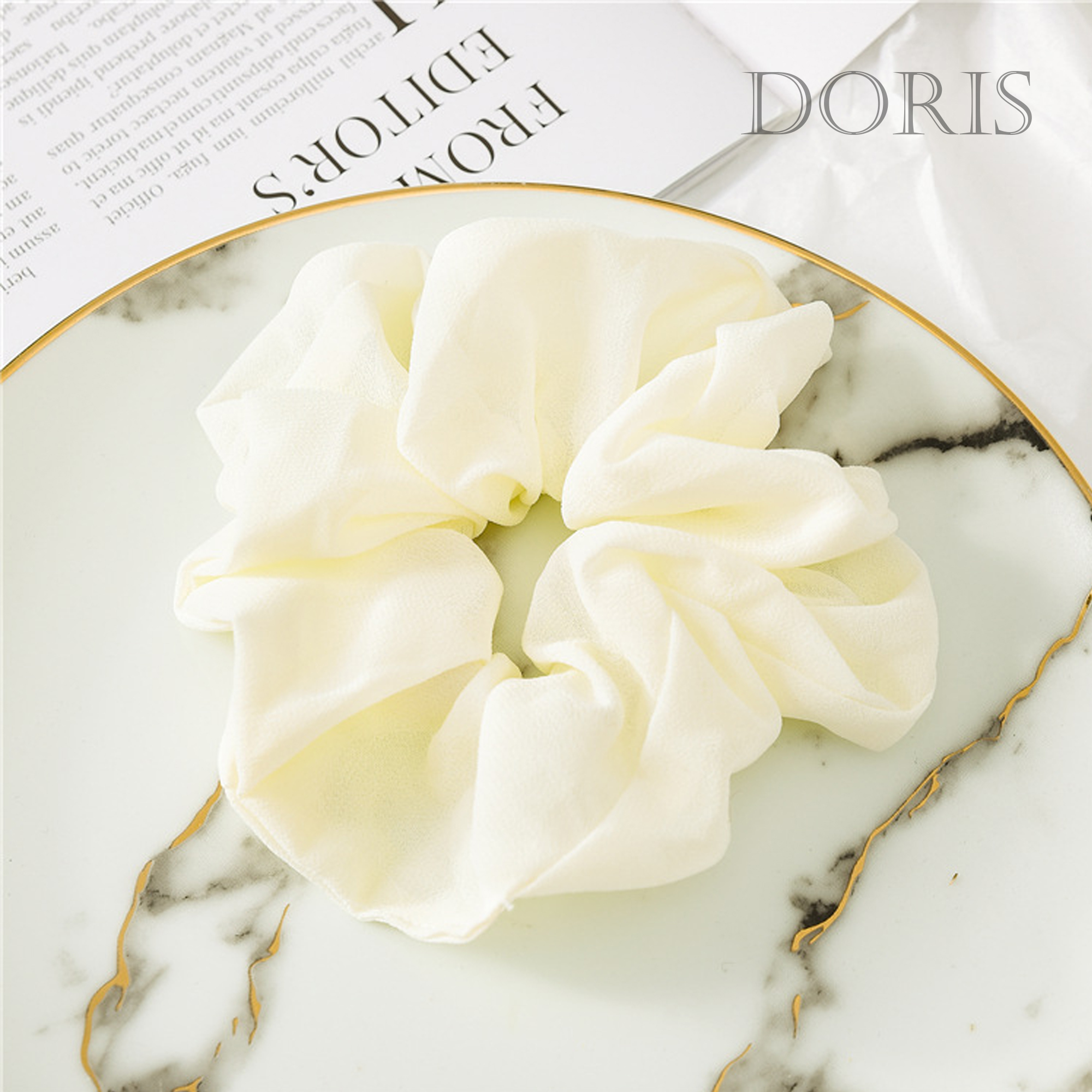 Dây cột tóc Scrunchies Voan gam Pastel xinh xắn - Ảnh Thật - DORIS HOUSE