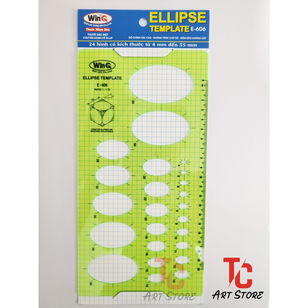 Thước Ellip, Thước Vẽ Kỹ Thuật, Ellipse Template Ruler E-606