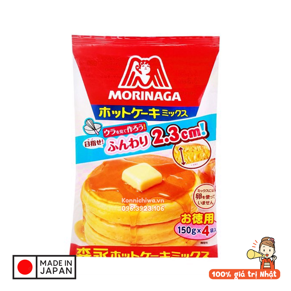 Bột làm bánh Pancake, bánh rán Doraemon MORINAGA bịch 600g - gồm 4 gói nhỏ bên trong