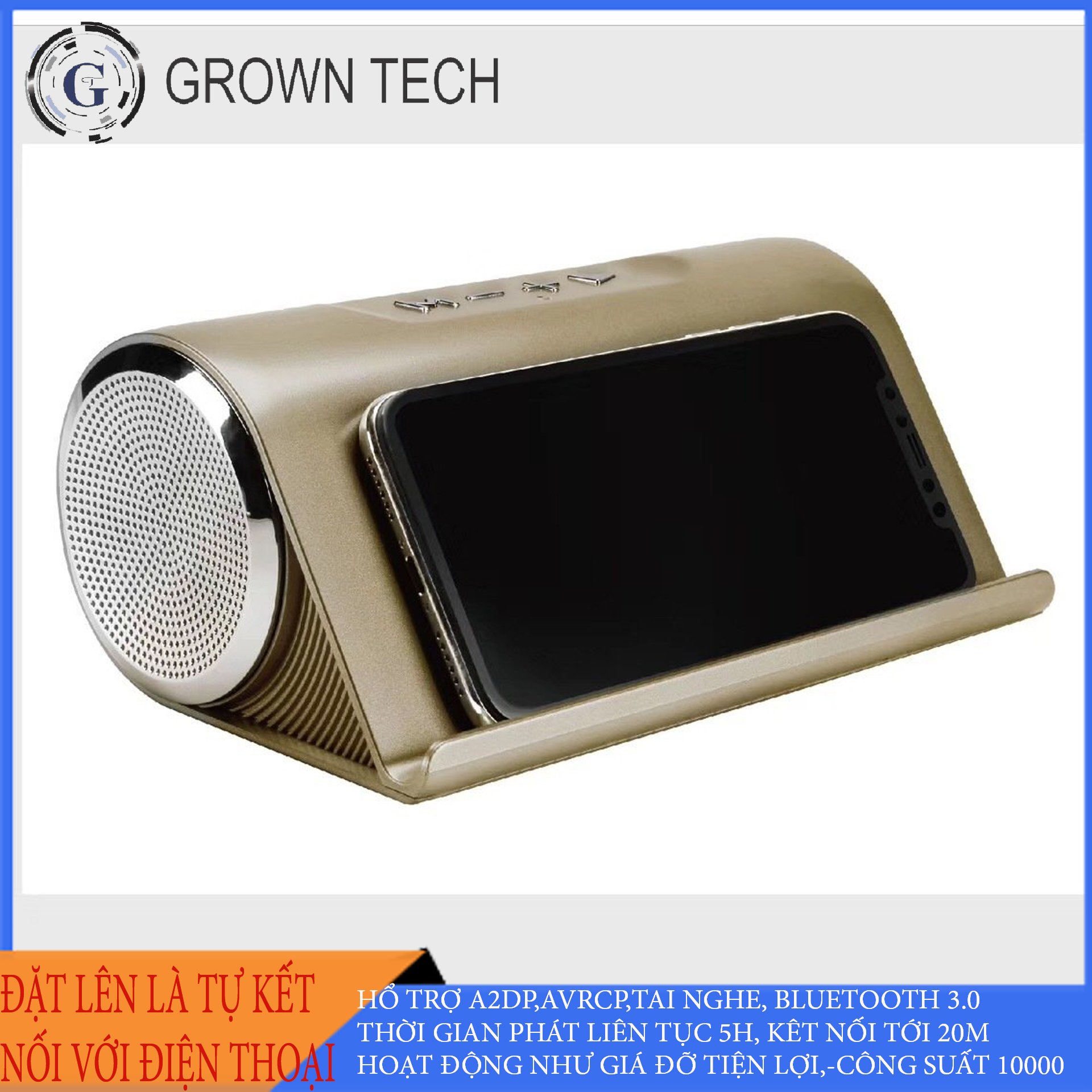 Loa Bluetooth GROWNTECH LP-V9 siêu bass Có Giá Đỡ Điện Thoại Tiện Lợi, dung lượng pin lớn Super Bass, 3 Loa, Âm Thanh To Cực Hay, Sang Trọng