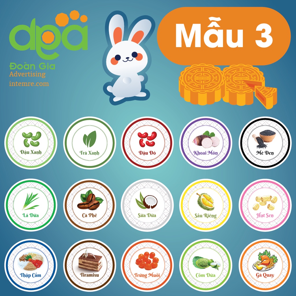 [Combo] Tem Bánh Trung Thu 100 tem mẫu 1.2.3