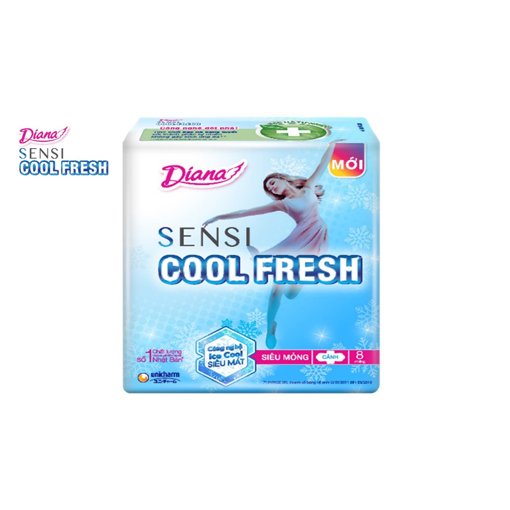 [HCM]Băng vệ sinh Diana Sensi Cool Fresh siêu mỏng cánh 23cm