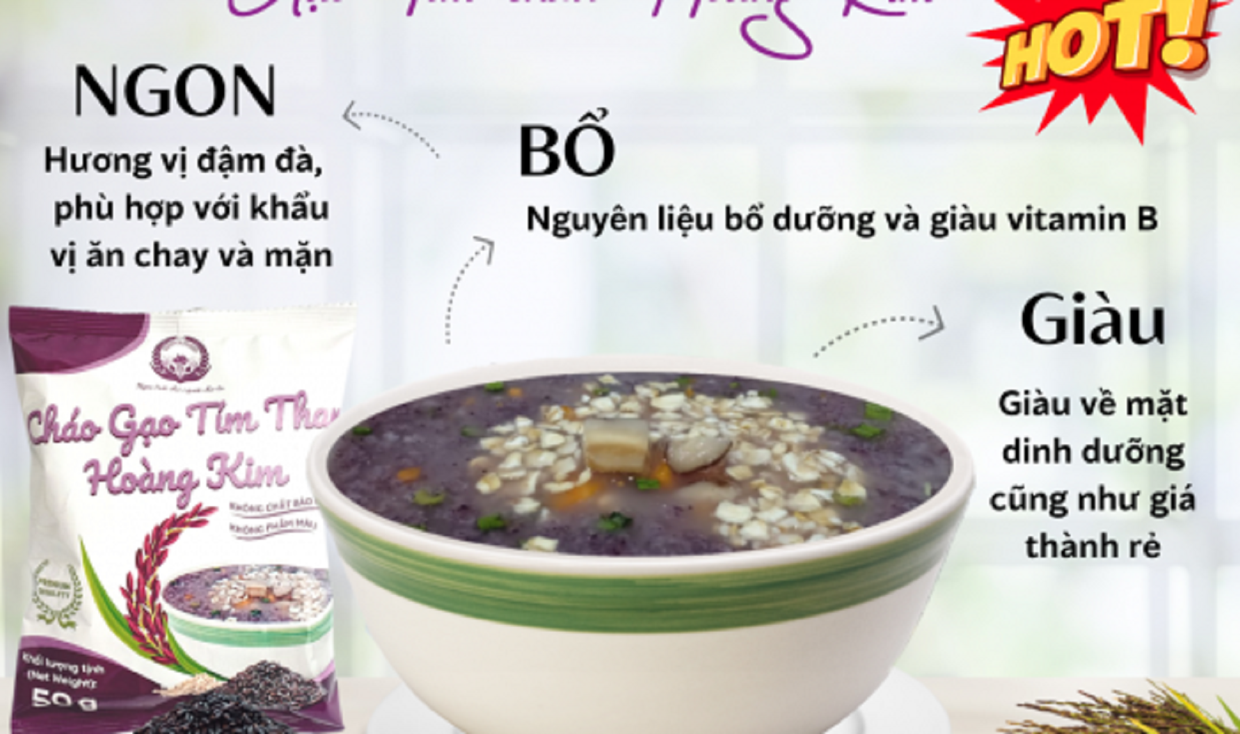 CHÁO GẠO TÍM THAN HOÀNG KIM