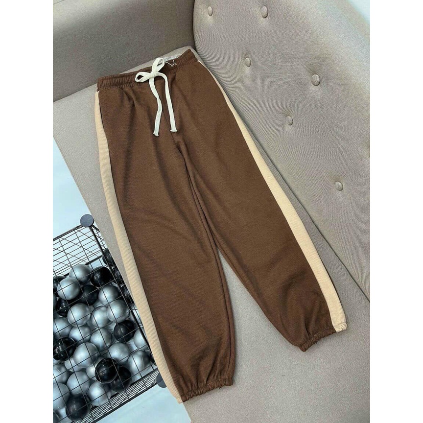Quần jogger nhung phối màu