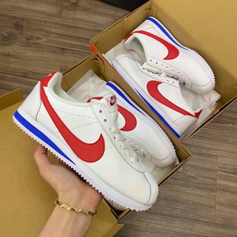 Giày thể thao sneaker cortez trắng móc đỏ