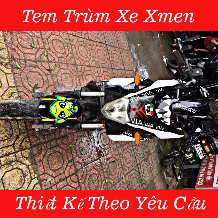 Tem trùm xe điện Xmen Cá Mập đen trắng