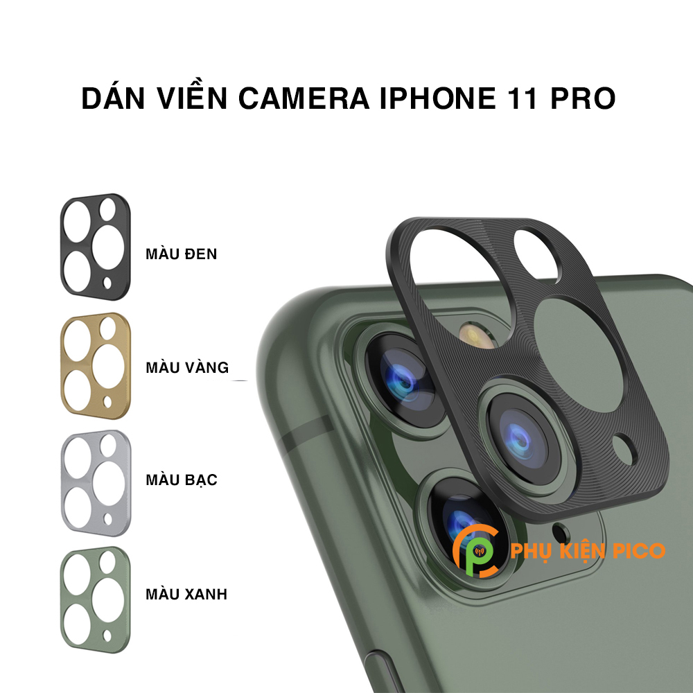 Dán camera Iphone 11 / Iphone 11 Pro / Iphone 11 Pro Max khung kim loại bảo vệ an toàn camera sau - Ốp viền camera Iphone 11 Series