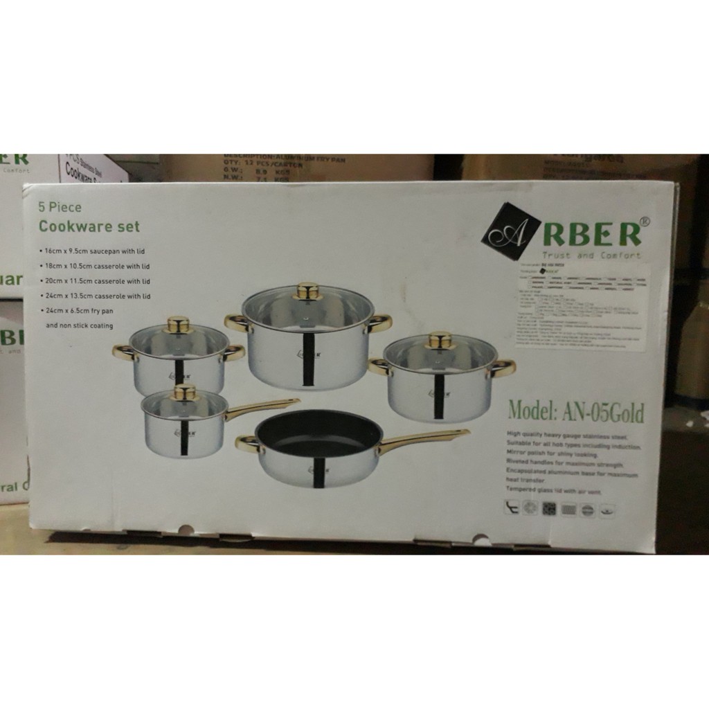 BỘ NỒI INOX ARBER AN05GOLD