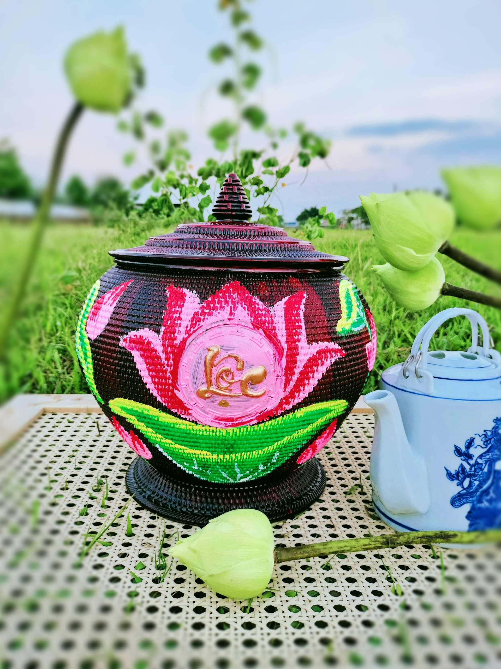 COMBO  GIỎ + ẤM TÍCH. LOẠI 1,5 LÍT