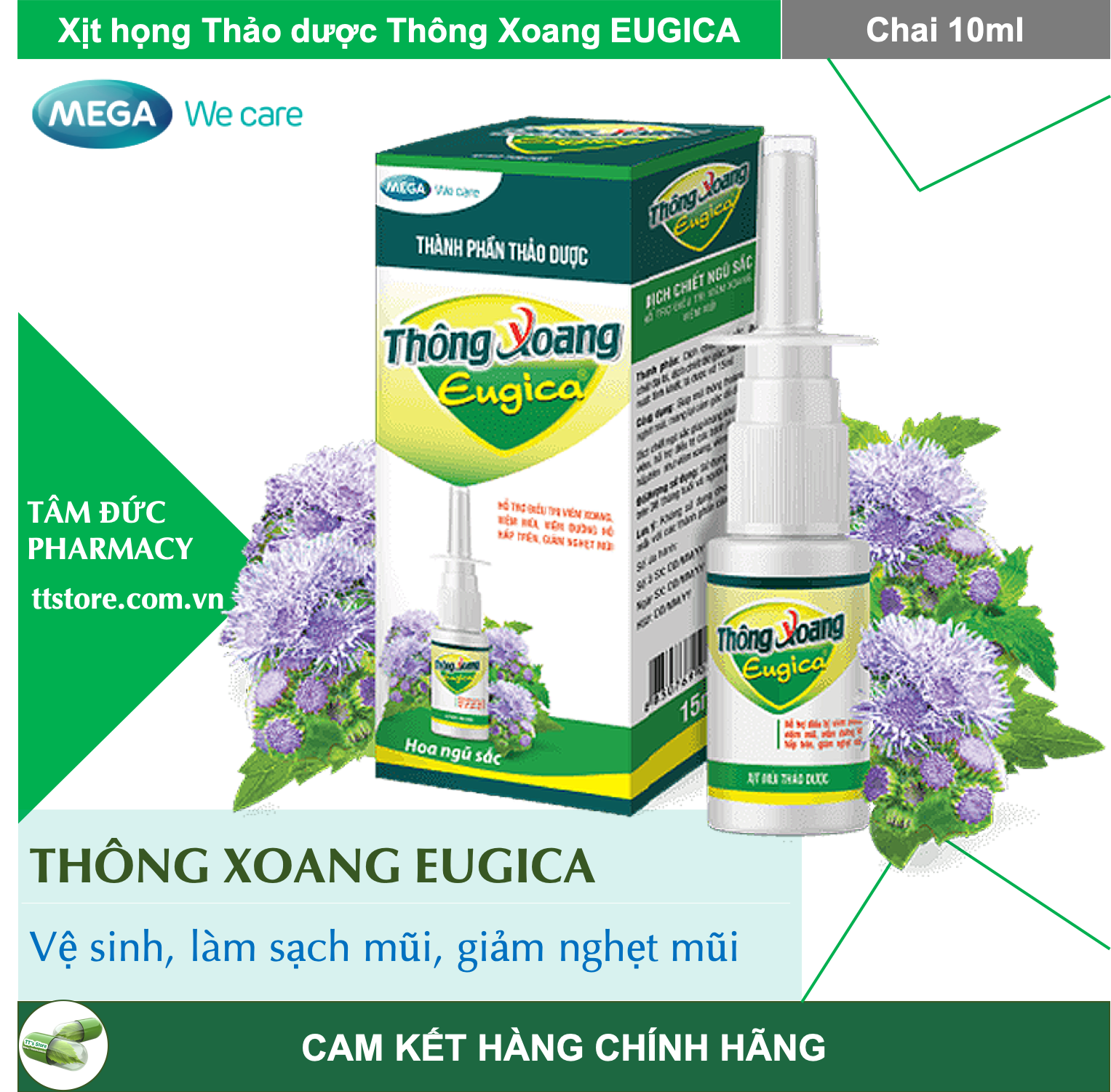 Thông xoang eugica - xịt mũi thảo dược eugica giúp sạch mũi, thông thoáng mũi - mega we care