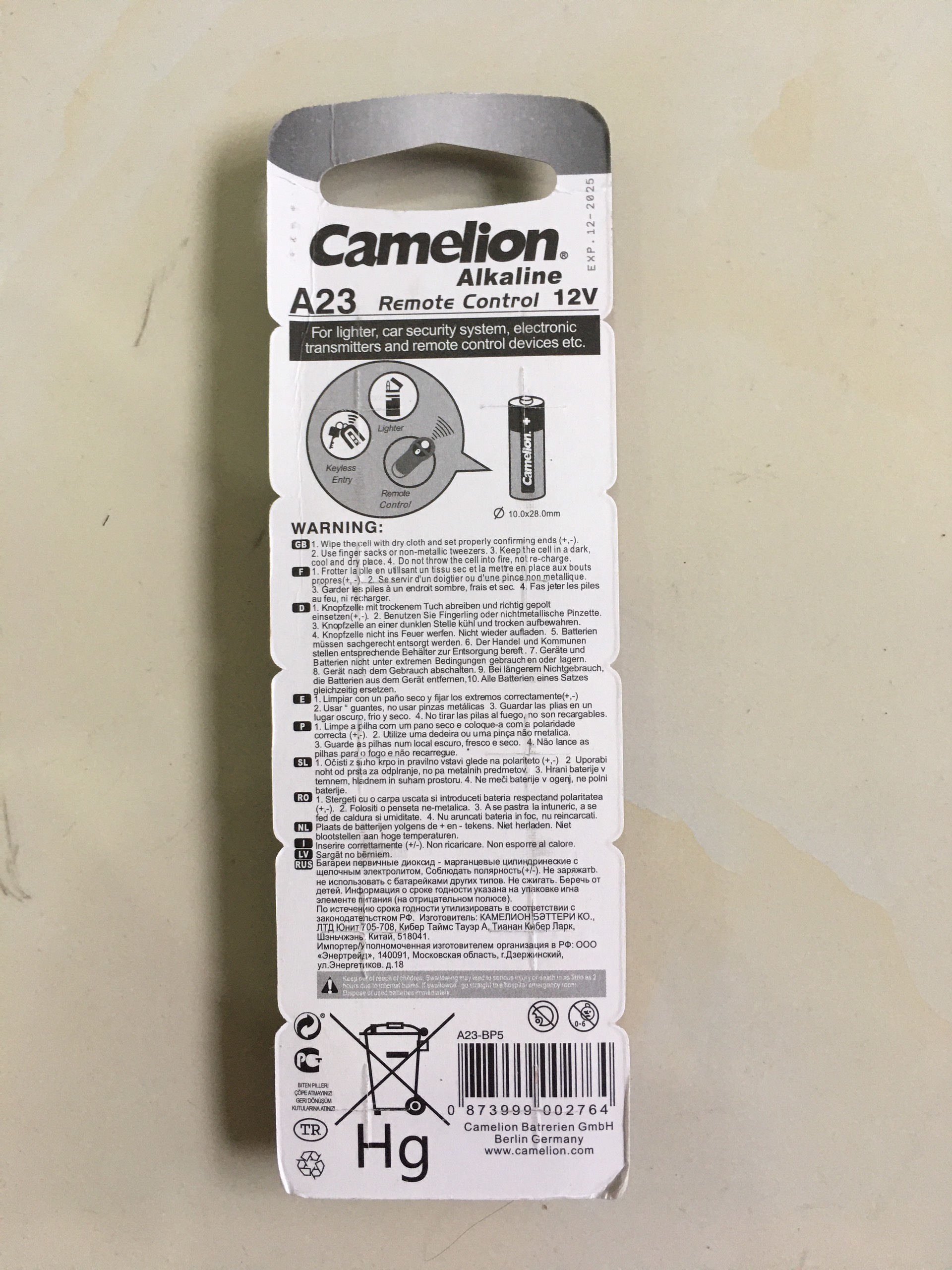[HCM]Vỉ 5 viên  pin  Camelion A23 Pin Alkaline