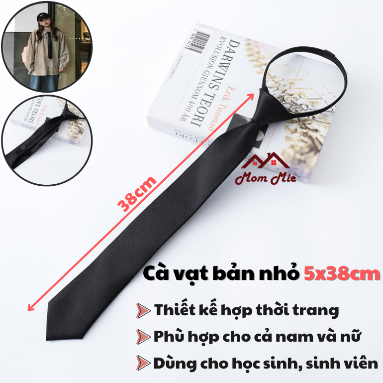 [HCM]Cà vạt nam bản nhỏ 5cm - THẮT SẴN hoặc TỰ THẮT (Đen, Nâu, Đỏ, Xanh biển) dành cho nam nữ
