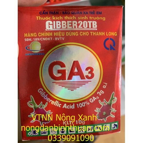 CHẤT ĐIỀU HÒA SINH TRƯỞNG GA3 20% ( Gibberellic Acid 100%)  viên 10gr
